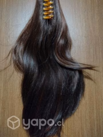 Postizo, cabello natural, rojo caoba.