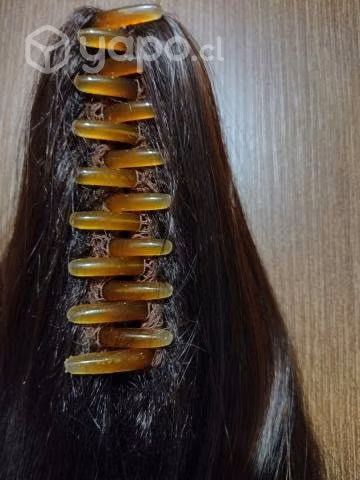 Postizo, cabello natural, rojo caoba.