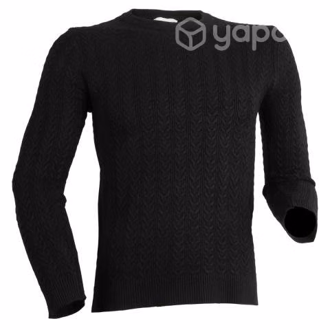 Sweater Cuello Polo Elasticado Negro XL