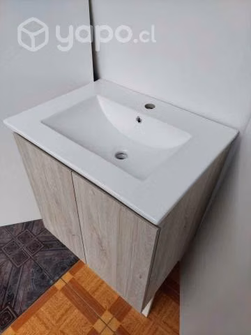 Muebles vanitorio flotante con cubierta de losa