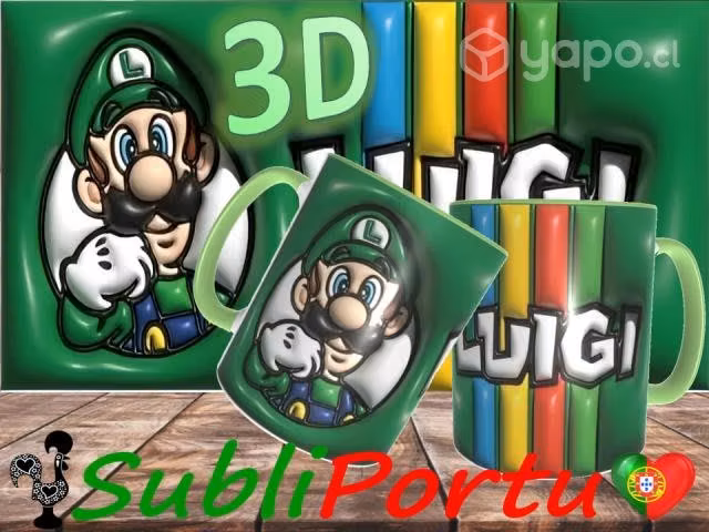 Tazas O Tazones Diseño 3D De Super Mario Bros, Lui
