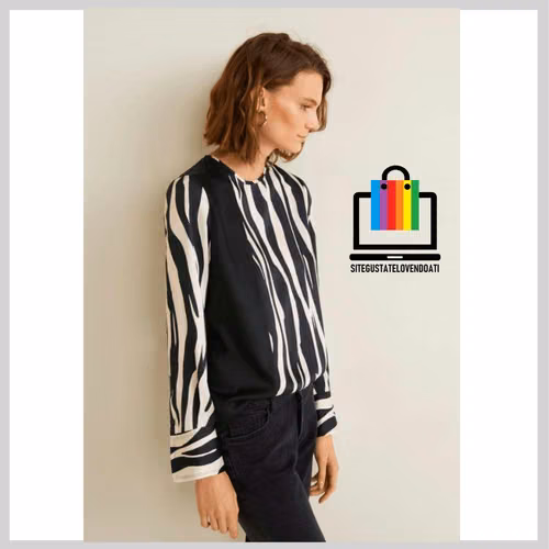 Blusa Elegante Diseño Cebra Mango - Imagen 2