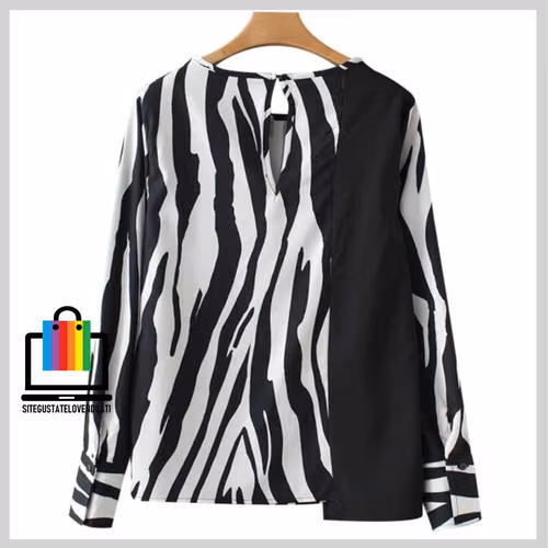 Blusa Elegante Diseño Cebra Mango - Imagen 4