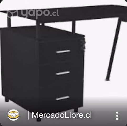 Escritorio de vidrio templado con tres cajoneras