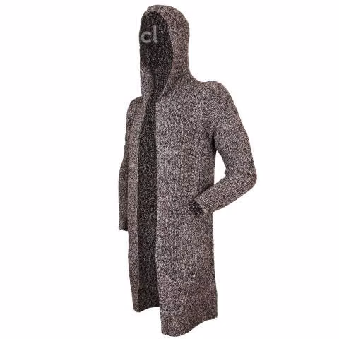 Chaleco Gris M Con Gorro Largo Grueso Moderno 8811