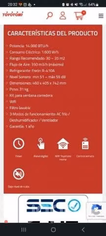 Aire acondicionado toyotomi 14.000 BTU