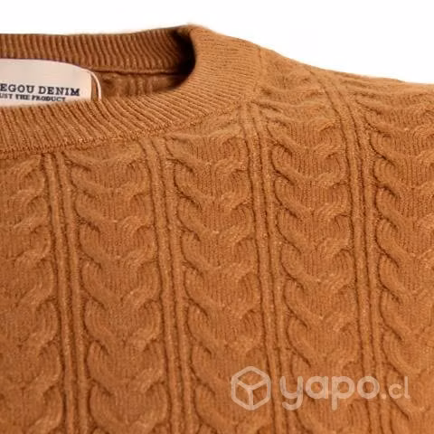 Sweater Cuello Polo Café Elasticado XXXL