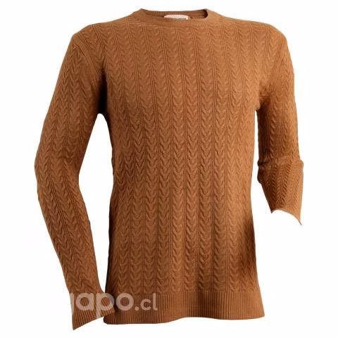 Sweater Cuello Polo Café Elasticado XXXL
