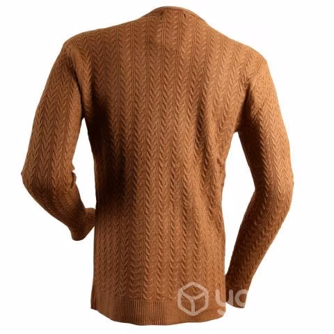 Sweater Cuello Polo Café Elasticado XXL