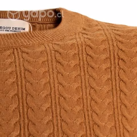 Sweater Cuello Polo Café Elasticado XXL