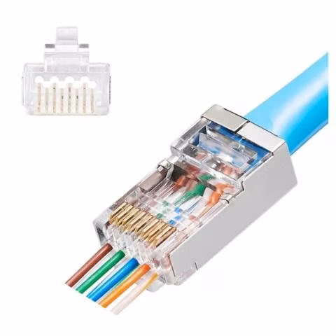 Conector rj45 cat6 ftp metalico, pass thru 100 uni