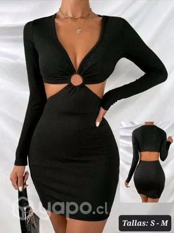 Vestido negro con aro en el centro ajustado canale
