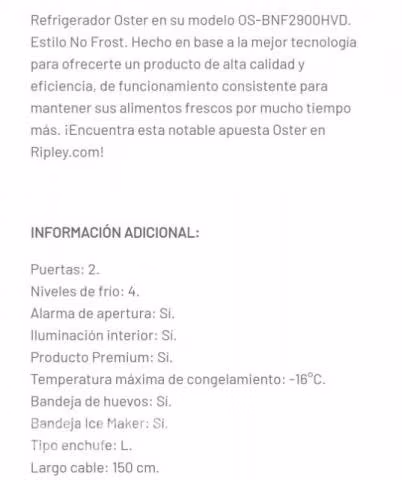 Refrigerador oster