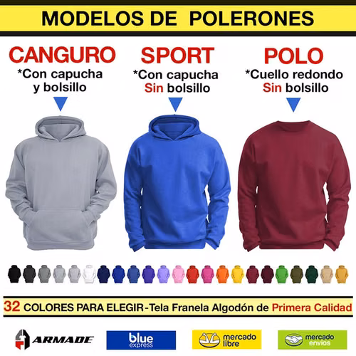 Poleron Canguro Morado Algodón Premium Alta Durabilidad Armade Taller - Imagen 3