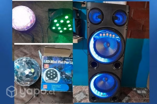 Parlantes y luces de disco