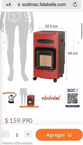 Estufa a gas toyotomi roja 5k nueva en exhibición