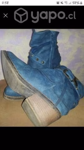Botín mujer símil cuero color azul jeans. #39 23 m - Imagen 3