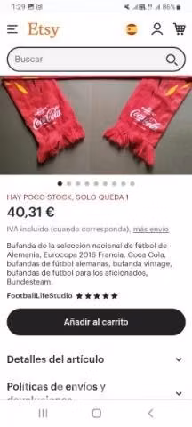 Bufanda COCA COLA ALEMANIA EURO 2016 FRANCIA - Imagen 4