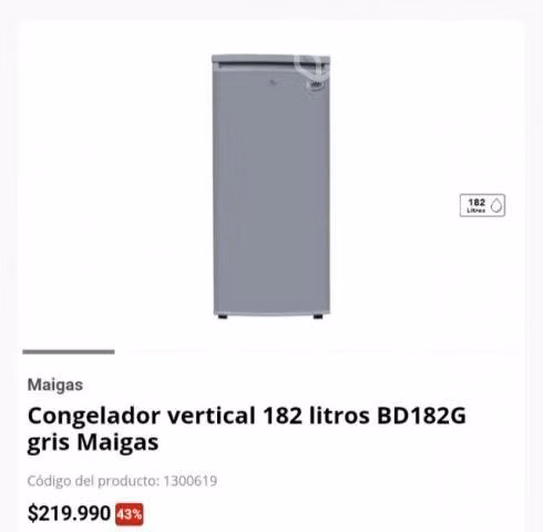 Congelador Maigas 182 lts