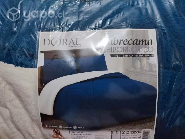 Cubrecama sherpa chiporro liso 2.0pl azul