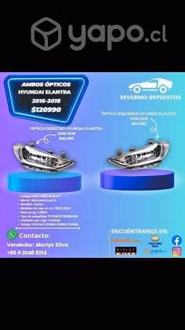 Ópticos derecho e izquierdo Hyundai Elantra