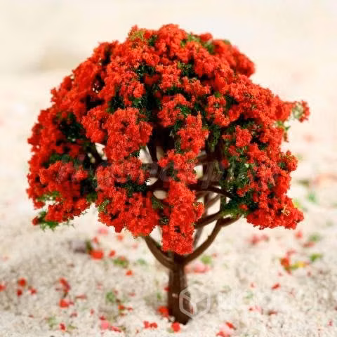 Árboles Floridos Rojos (10), Para Maqueta O Dioram