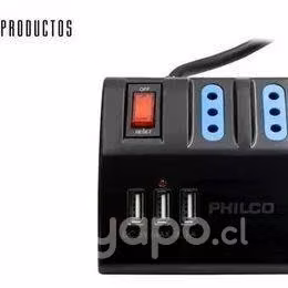 Alargador Con 3 Enchufes Y 3 Usb Philco 3.1a Cable