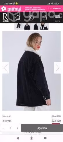 Chaqueta forrada overside talla m nueva index