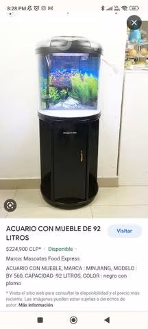 Acuario curvo con mueble