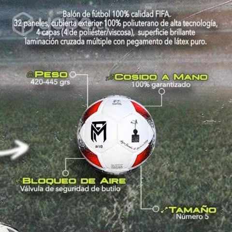 Balón De Fútbol Rojo Matias Fdez Nro 5 Oficial