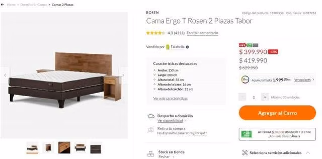cama rosen con respaldo