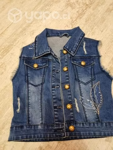 Chaqueta de mezclilla, sin mangas, en excelente es - Imagen 4