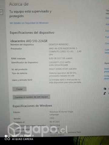 Computador Lenovo all one, 6ram,1tr de,CONVERSABLE - Imagen 2