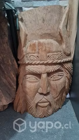 Escultura Vikingo Madera Nativa Rauli, tallado