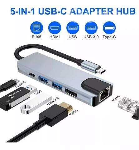 Tipo C Hub 5 En 1 Adaptador Usb C A Hdmi Con Ether - Imagen 3