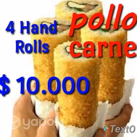 Hand Rolls,pollo, camarón, carne
