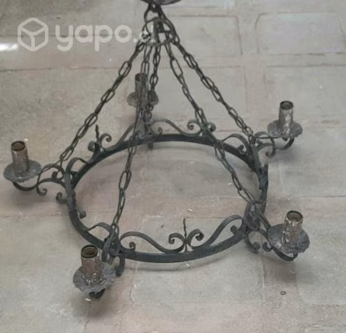 Lampara colgante fierro forjado 5 velas