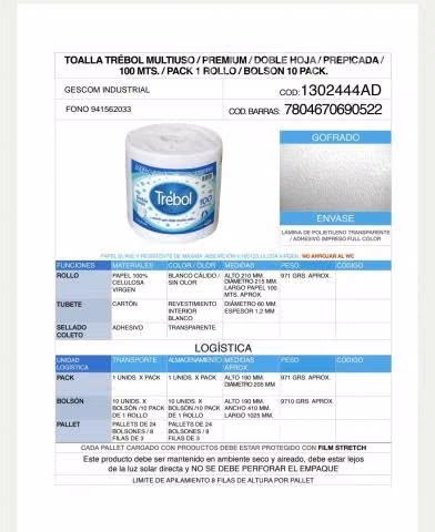 Toalla papel 100 metros