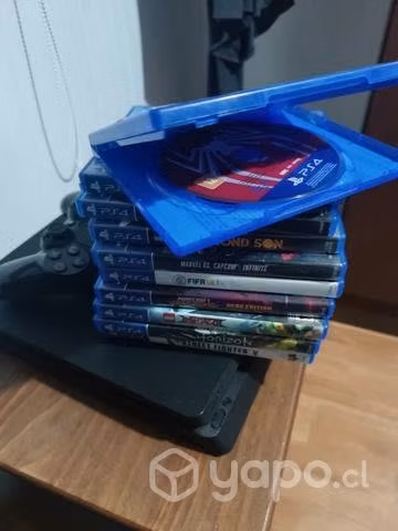 PS4 slim 1tb +1 mando+ 19 juegos