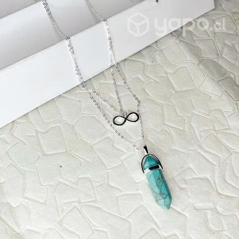 Collar Doble Plata 925 Símbolo Infinito y Piedra
