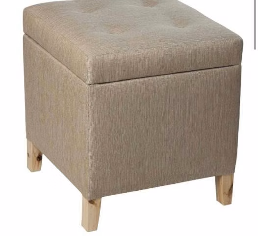 Pouf Baúl Beige 46x46x50 - Imagen 2