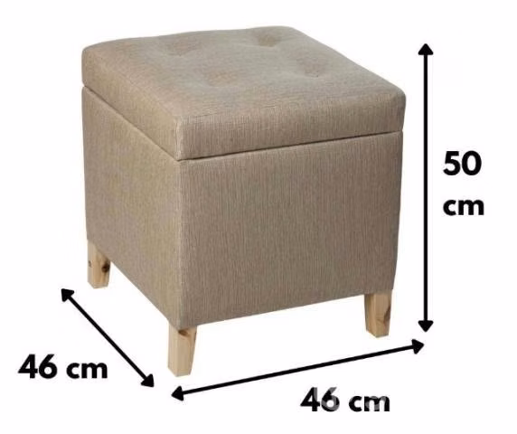 Pouf Baúl Beige 46x46x50 - Imagen 3