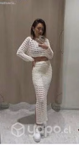 Hermoso conjunto tejido no grueso elasticado xs
