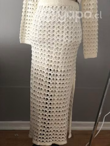 Hermoso conjunto tejido no grueso elasticado xs