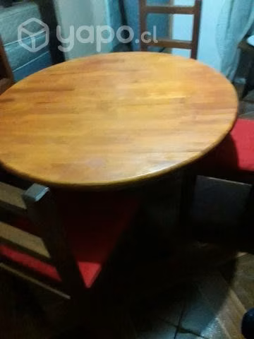 Comedor de madera mesa redonda con cuatro sillas e