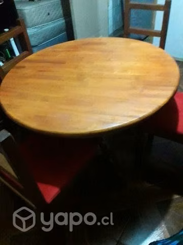 Comedor de madera mesa redonda con cuatro sillas e
