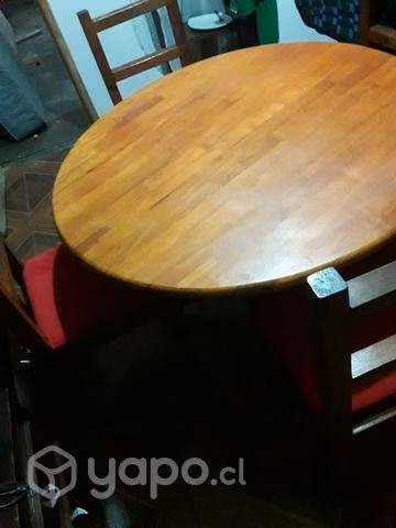 Comedor de madera mesa redonda con cuatro sillas e