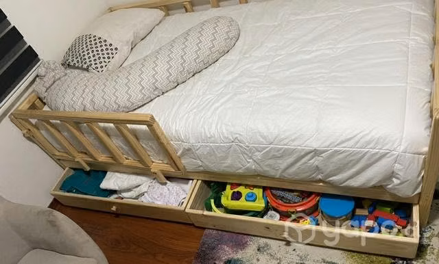 Cama Montessori nueva plaza y media con cajones