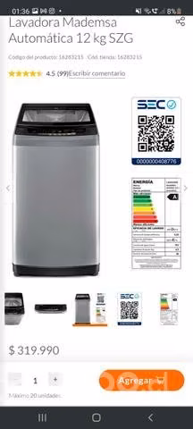Lavadora mademsa automática 12kg - Imagen 2