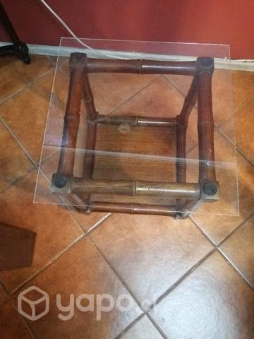 Mesa vidrio madera bambú